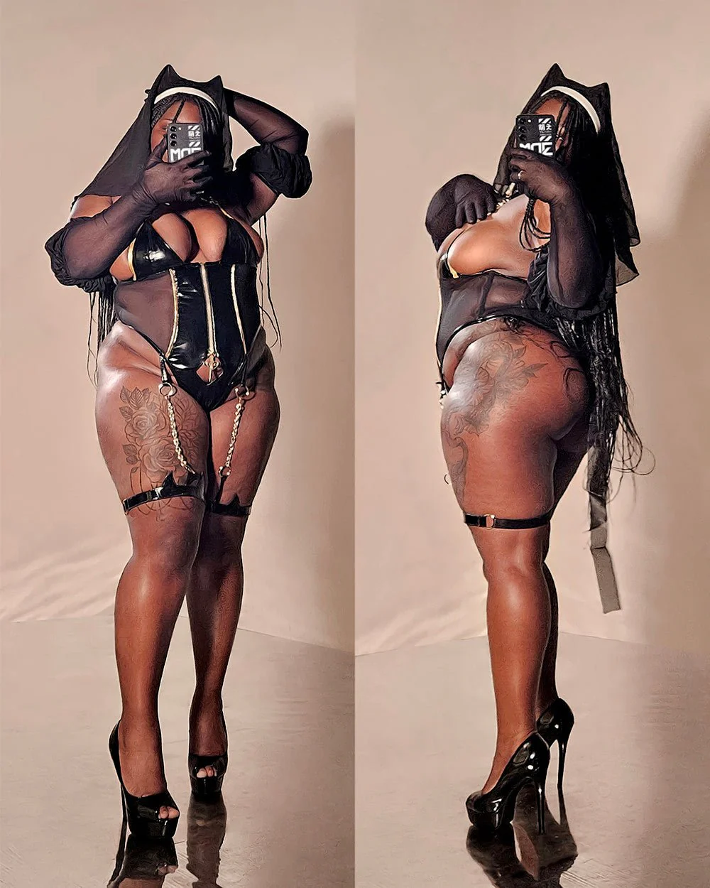Gold Drip Nun Chain Bodysuit - Image 5